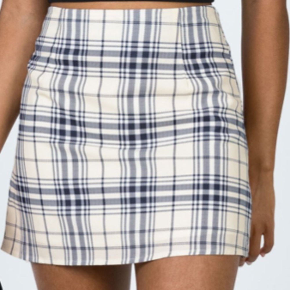 Yellow Plaid Denim Mini Skirt